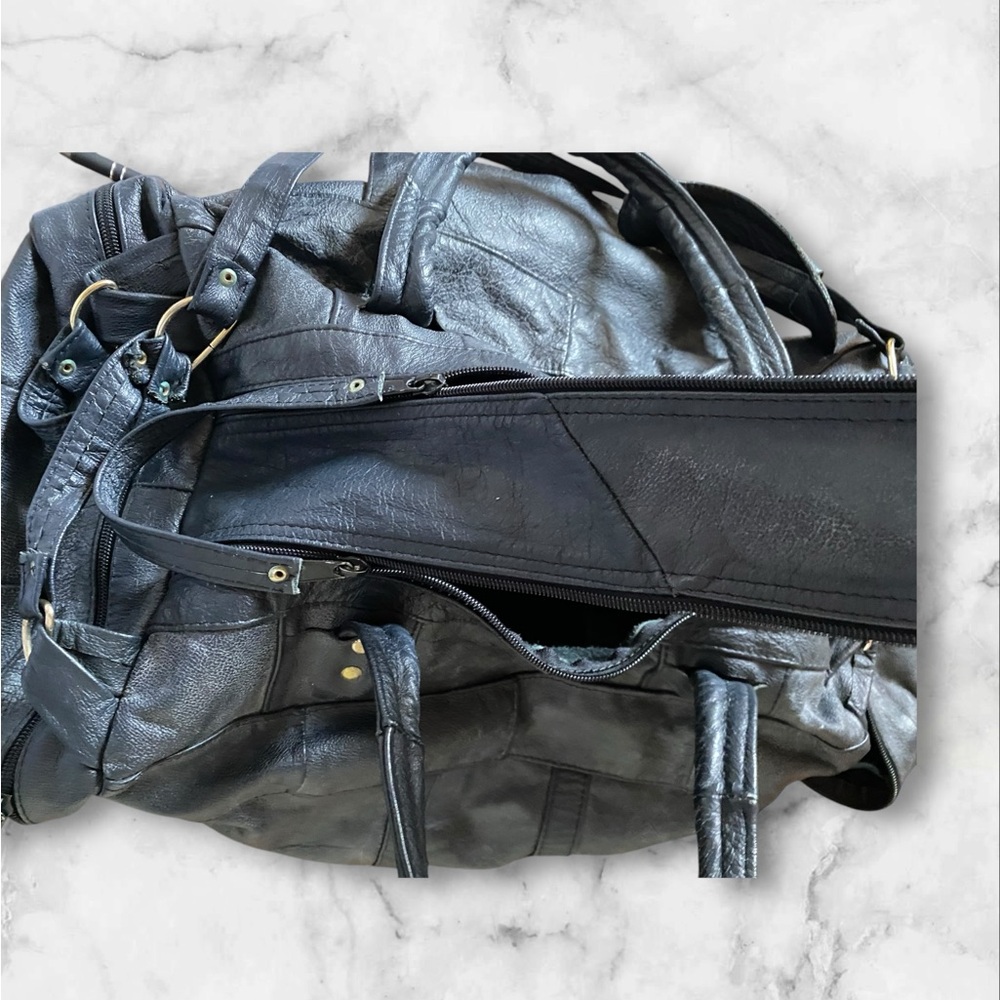 Patchwork Leather Duffel Bag Great Condition - image 7